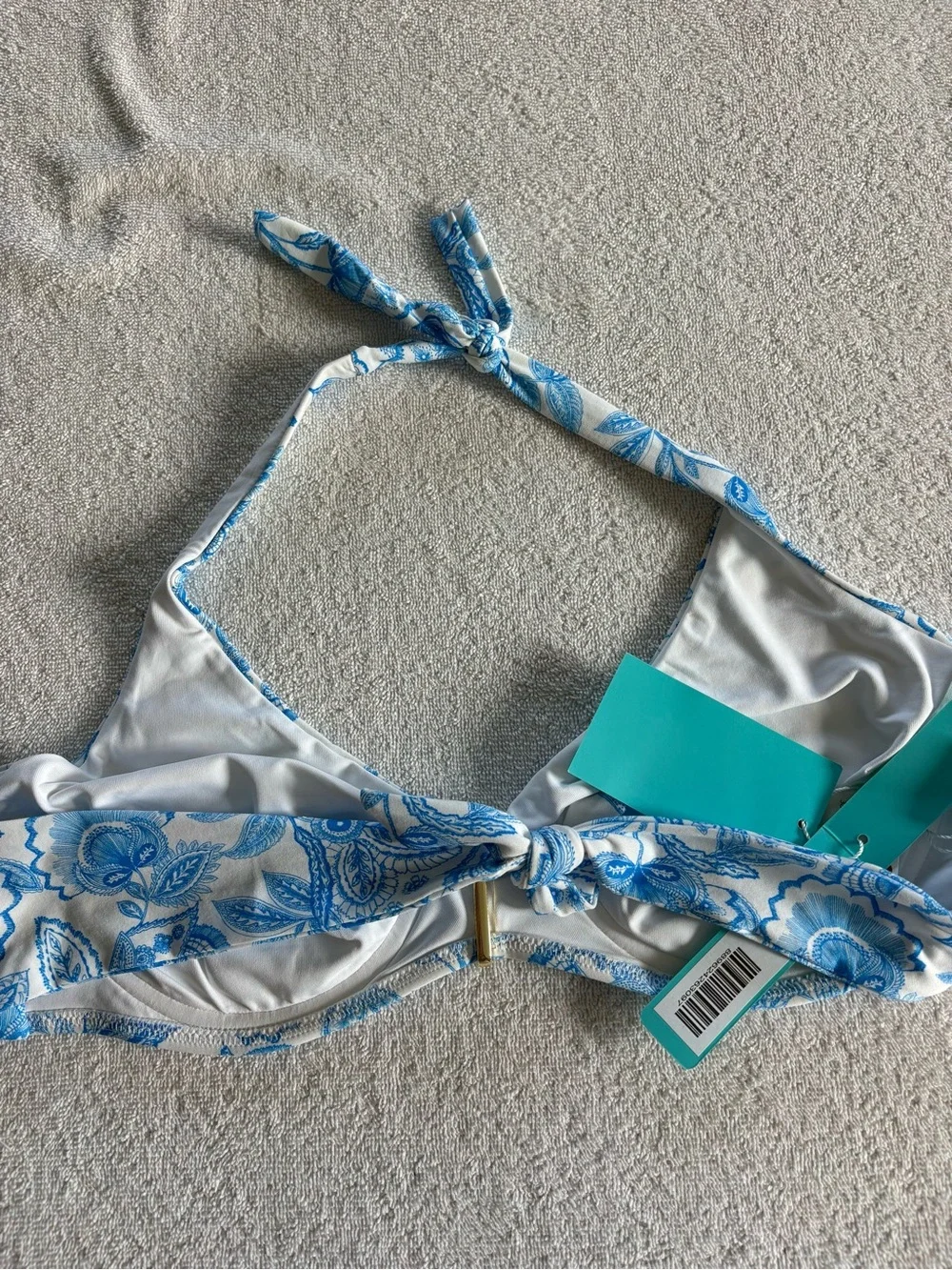 Melissa Odabash Provence Print Halter Bikini Set Blue White NWT US 12